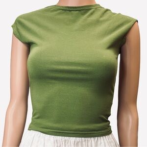 ForeFair Green Sleeveless Open Back Crop Top XS